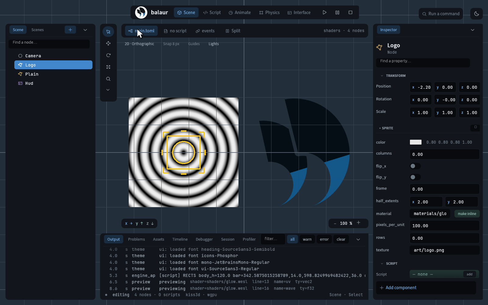 A material in the inspector with its shader open in the code editor